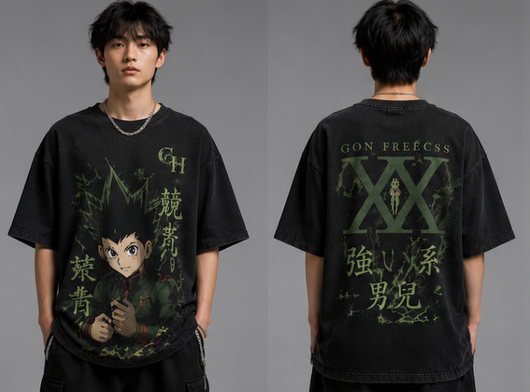 [A101] Anime Customized Fan Made T Shirt for Boys (S, Baggy, 180)