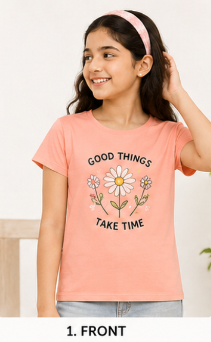 [O19] Good Things Theme T Shirt For Girls (6-7, 180, Baggy)
