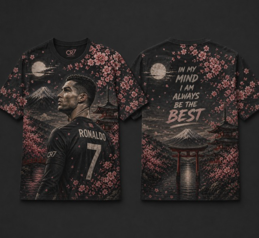 CR7 Cherry Blossom Theme Printed T shirt