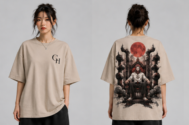 Shadow Throne Oversized Graphic T-Shirt For Girls